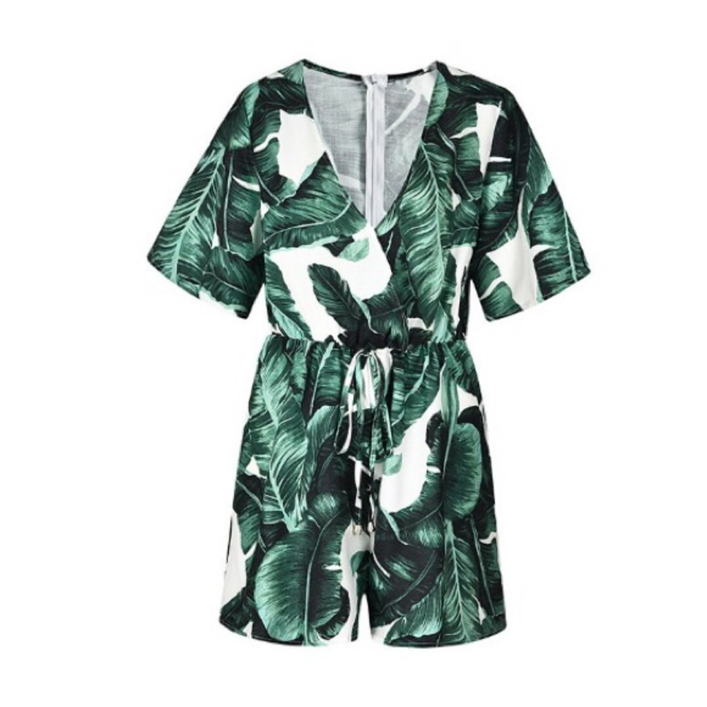 LAST ONE 🍃 Green leaf palm tropical summer romper - Picture 5 of 8